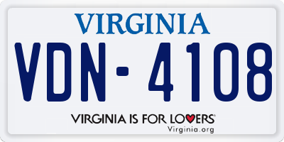 VA license plate VDN4108