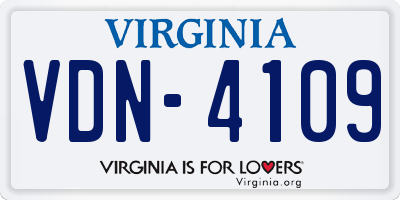 VA license plate VDN4109