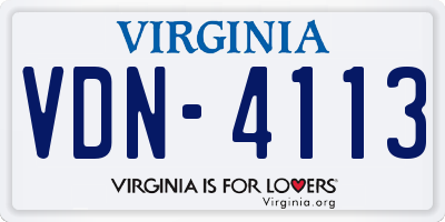 VA license plate VDN4113