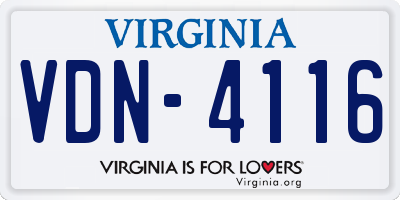 VA license plate VDN4116