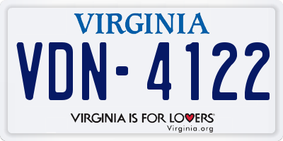 VA license plate VDN4122