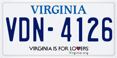 VA license plate VDN4126