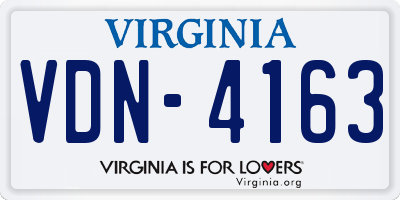 VA license plate VDN4163