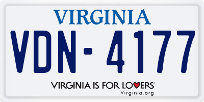 VA license plate VDN4177