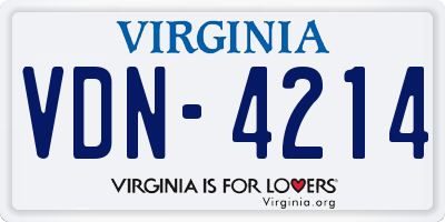 VA license plate VDN4214