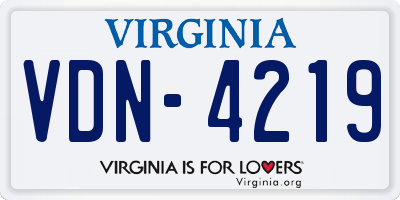 VA license plate VDN4219