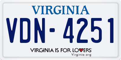 VA license plate VDN4251