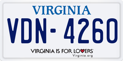 VA license plate VDN4260