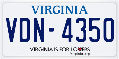 VA license plate VDN4350