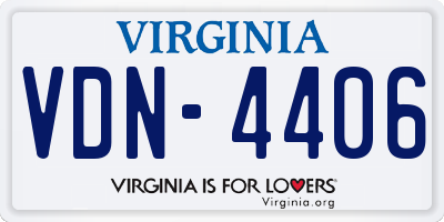 VA license plate VDN4406
