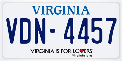 VA license plate VDN4457