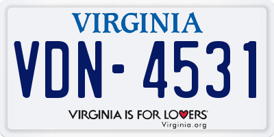 VA license plate VDN4531