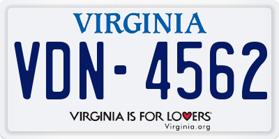 VA license plate VDN4562