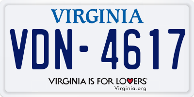 VA license plate VDN4617