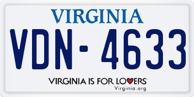 VA license plate VDN4633
