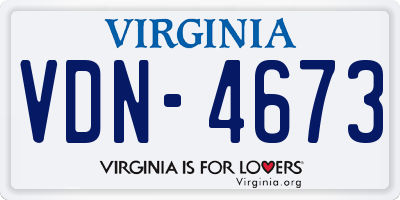 VA license plate VDN4673