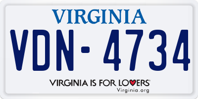 VA license plate VDN4734