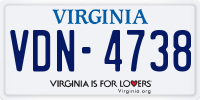 VA license plate VDN4738
