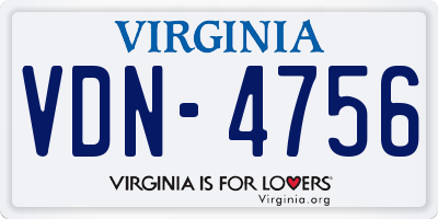 VA license plate VDN4756