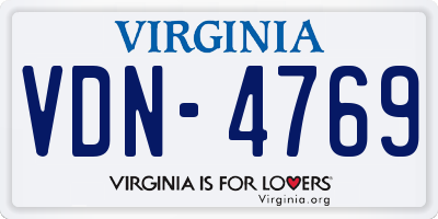 VA license plate VDN4769