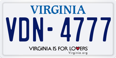 VA license plate VDN4777