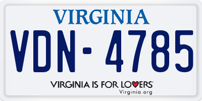 VA license plate VDN4785