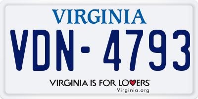 VA license plate VDN4793