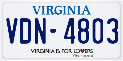 VA license plate VDN4803