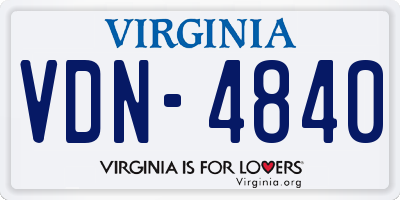 VA license plate VDN4840