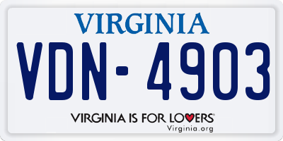 VA license plate VDN4903