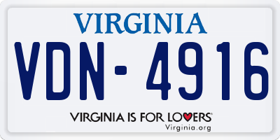 VA license plate VDN4916