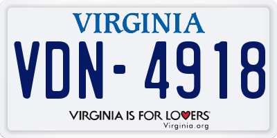 VA license plate VDN4918
