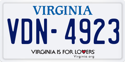 VA license plate VDN4923
