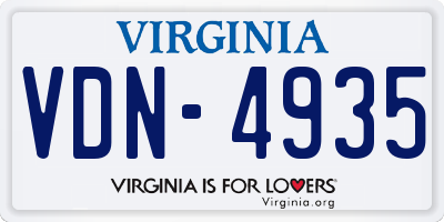 VA license plate VDN4935