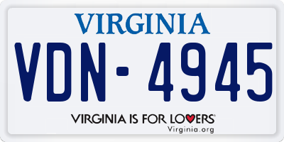 VA license plate VDN4945
