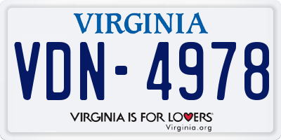 VA license plate VDN4978