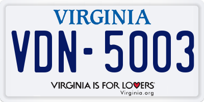 VA license plate VDN5003