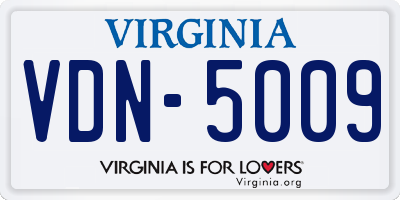 VA license plate VDN5009