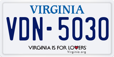 VA license plate VDN5030