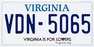 VA license plate VDN5065