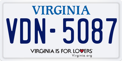 VA license plate VDN5087
