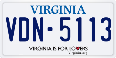 VA license plate VDN5113