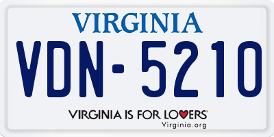 VA license plate VDN5210