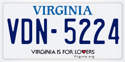 VA license plate VDN5224