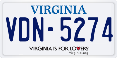 VA license plate VDN5274