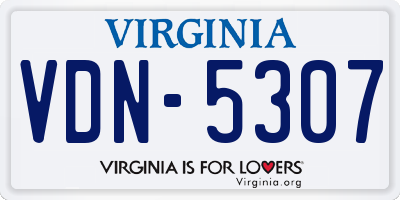 VA license plate VDN5307