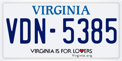 VA license plate VDN5385