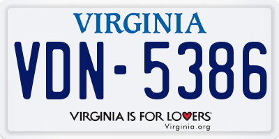 VA license plate VDN5386