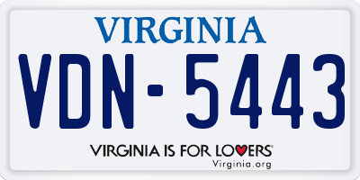 VA license plate VDN5443