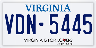 VA license plate VDN5445